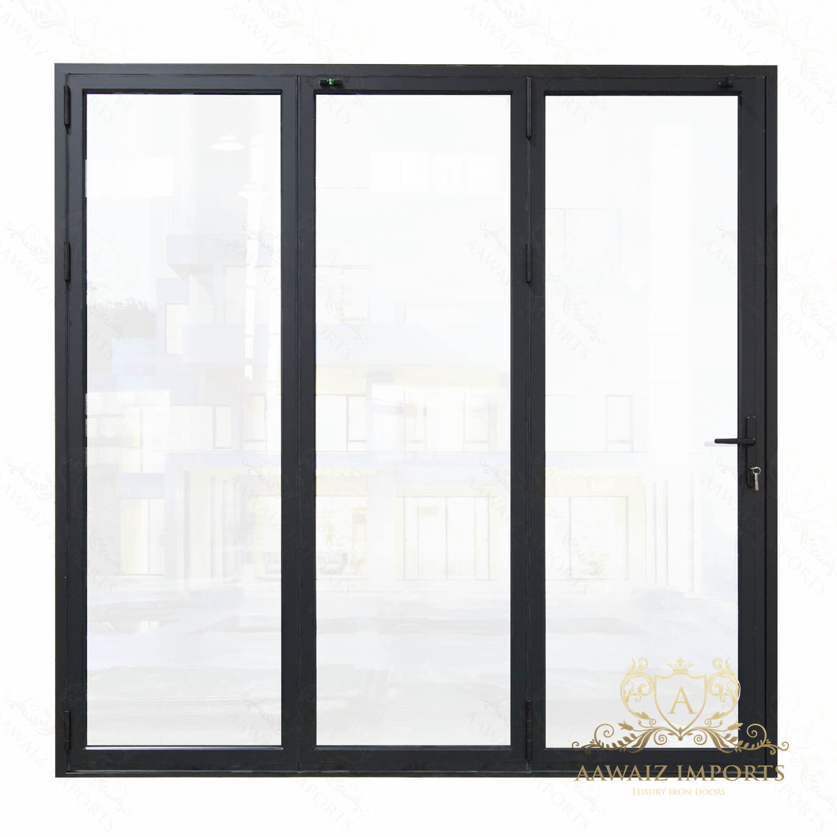 8 Ft Wide By 9 Ft Tall (96" By 108") Aluminum Bi Fold Patio Door Outswing Thermal Break Insulated Matt Black Finish