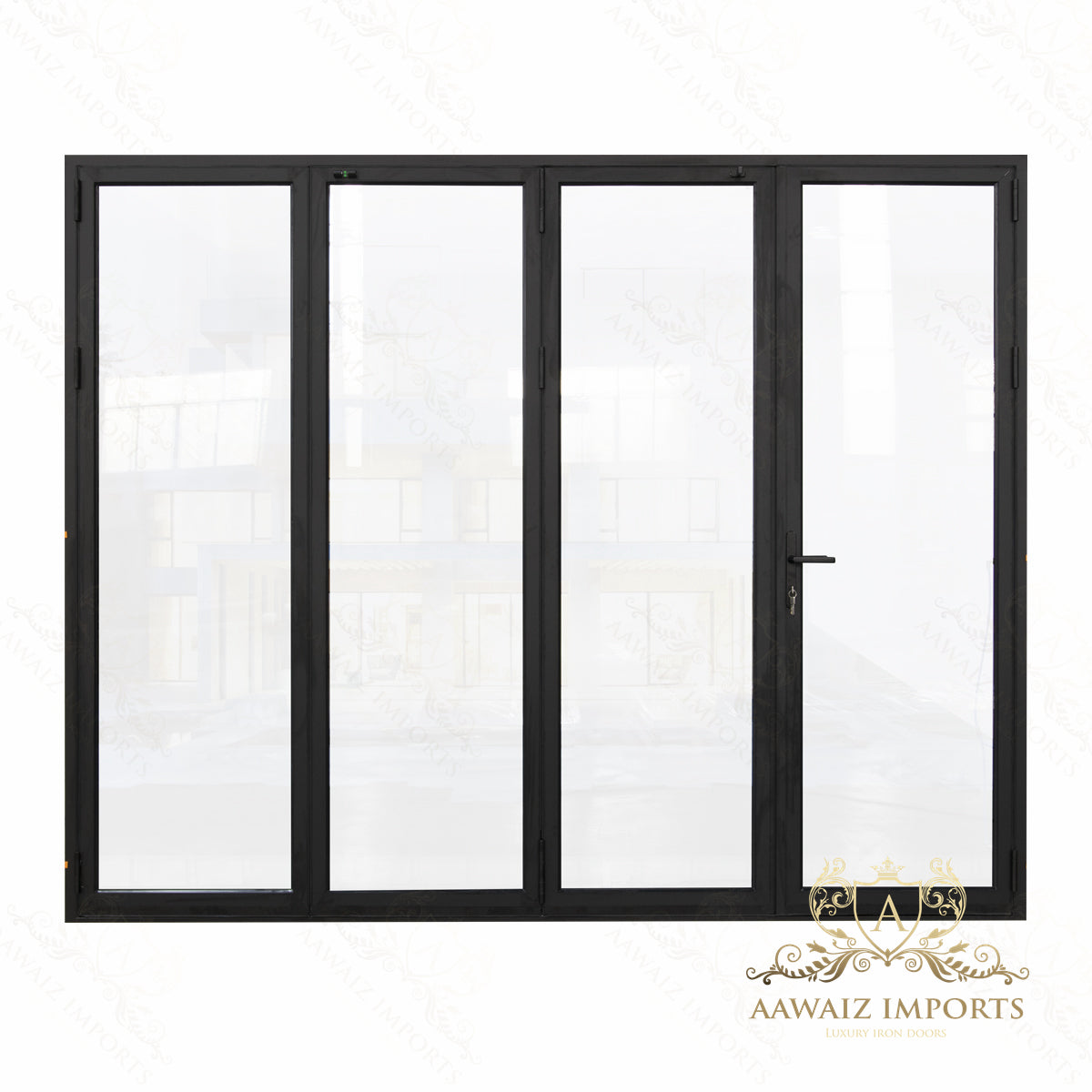 12 Ft Wide By 8 Ft Tall (144" By 96") Aluminum Bi Fold Patio Door Outswing Thermal Break Insulated Matt Black Finish