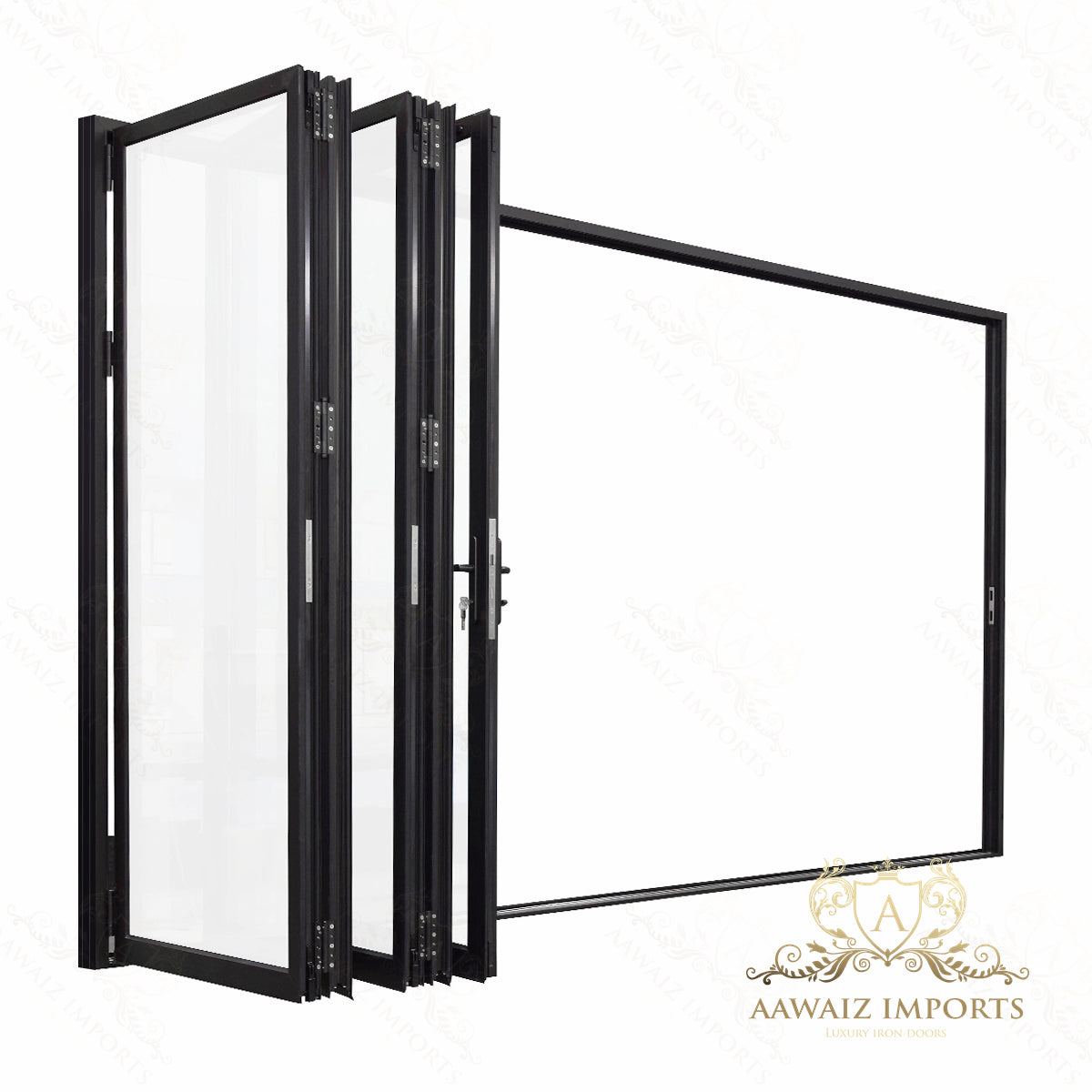 14 Ft Wide By 9 Ft Tall (168" By 108") Aluminum Bi Fold Patio Door Outswing Thermal Break Insulated Matt Black Finish