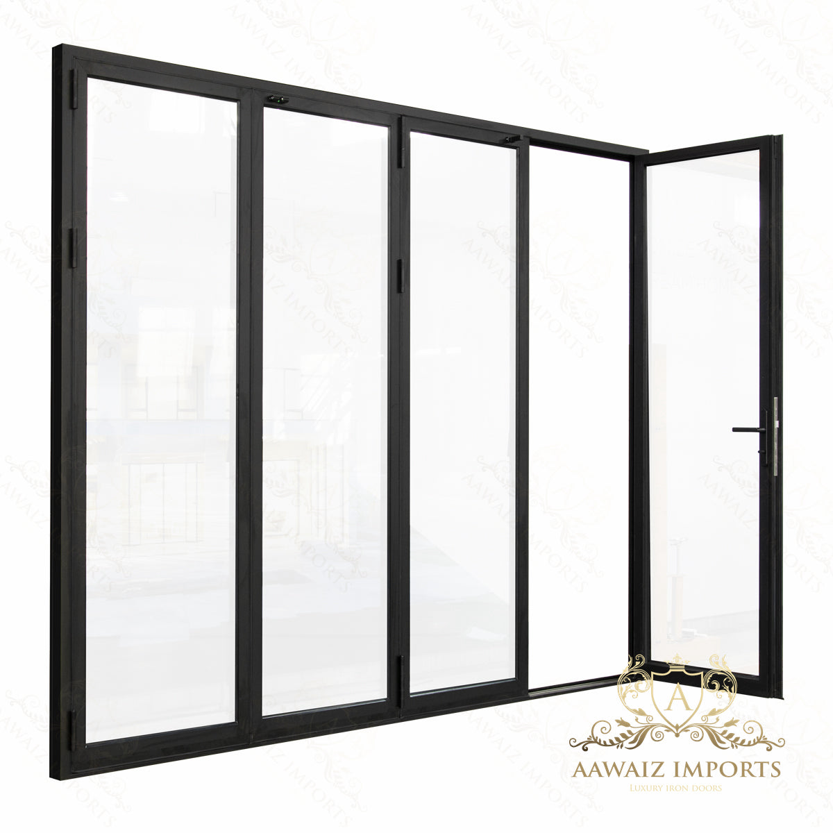 10 Ft Wide By 7 Ft Tall (120" By 84") Aluminum Bi Fold Patio Door Outswing Thermal Break Insulated Matt Black Finish