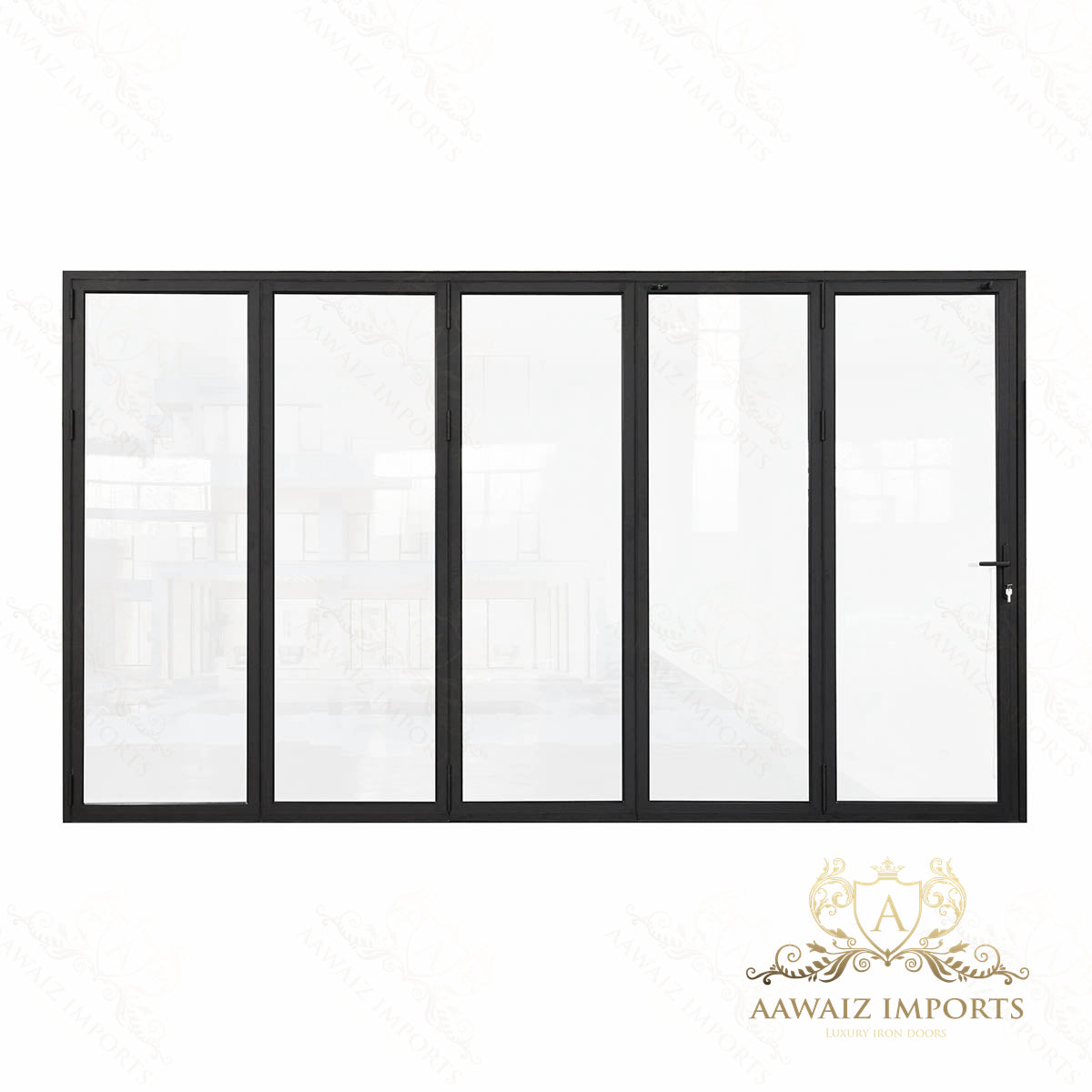 14 Ft Wide By 7 Ft Tall (168" By 84") Aluminum Bi Fold Patio Door Outswing Thermal Break Insulated Matt Black Finish