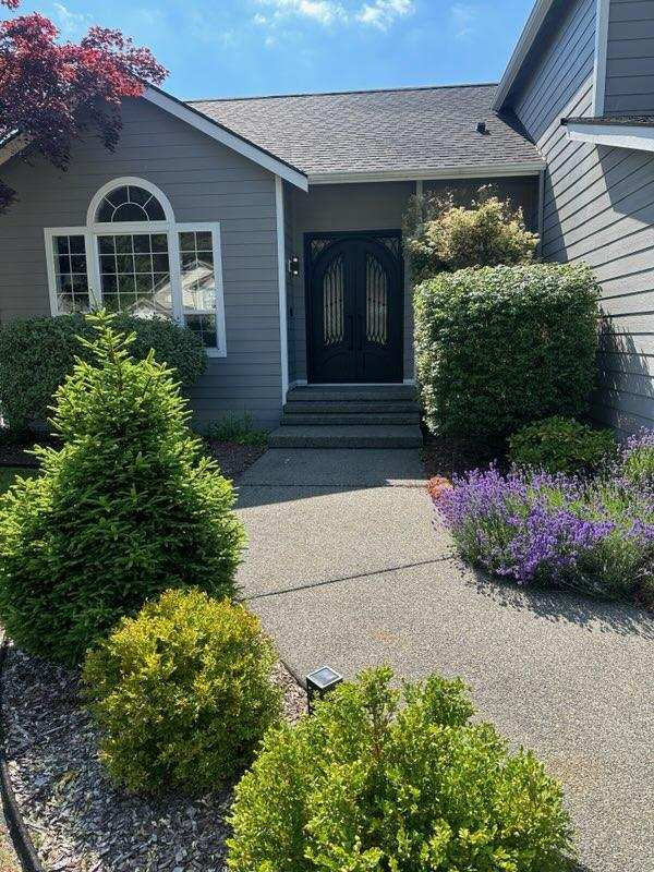 Austin Model Double Front Entry Iron Door With Tempered Rain Glass Dark Bronze Finish