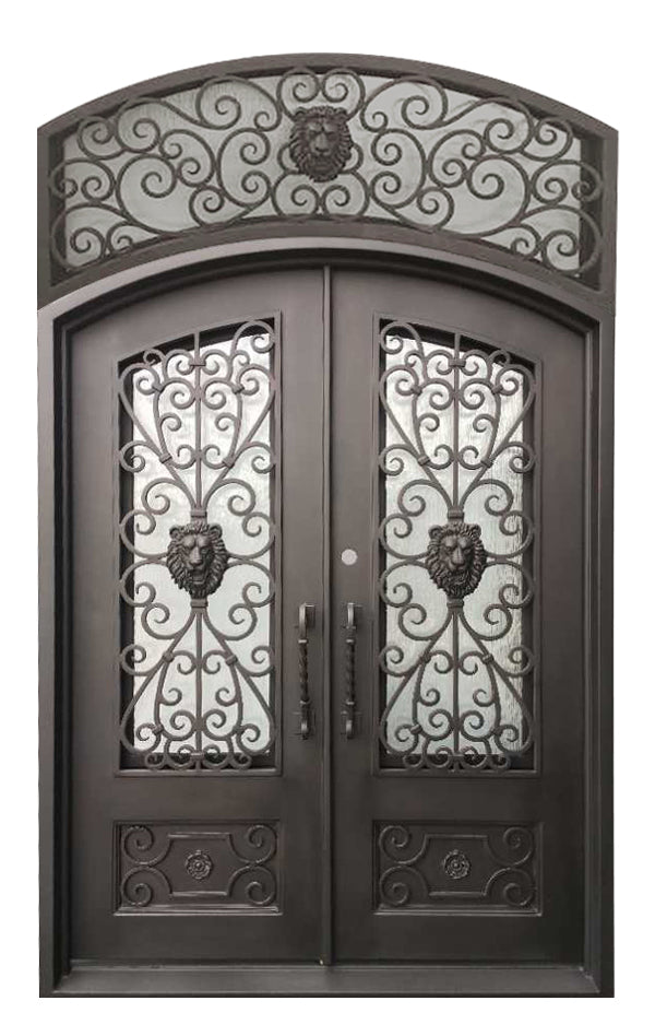 Alvin Model Front Entry Door With Transom 72 By 120 Dark Bronze Finish - AAWAIZ IMPORTS
