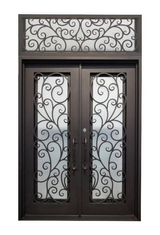 Benbrook Model Front Entry Door With Transom 72 By 120 Dark Bronze Finish - AAWAIZ IMPORTS