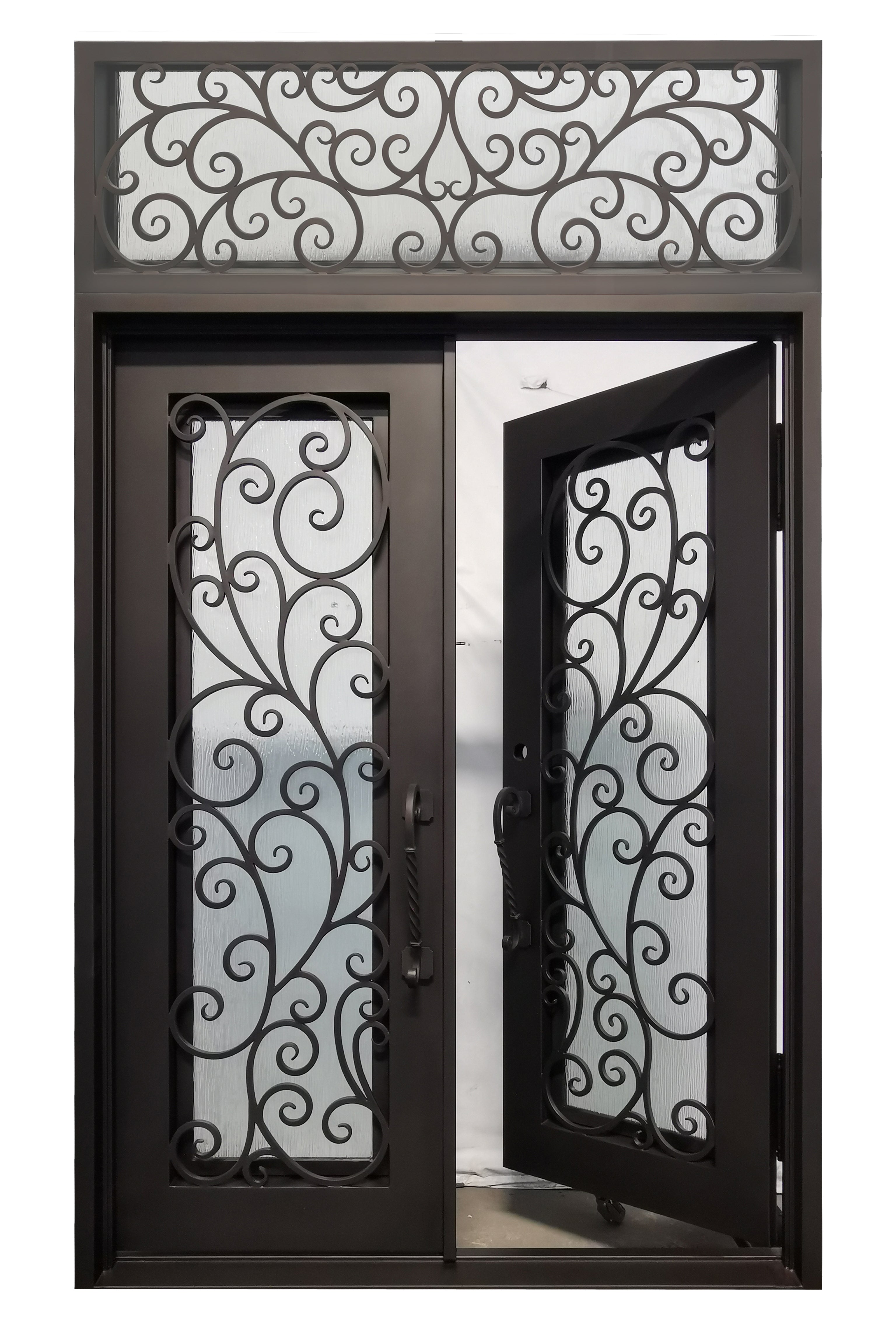 Benbrook Model Front Entry Door With Transom 72 By 120 Dark Bronze Finish - AAWAIZ IMPORTS