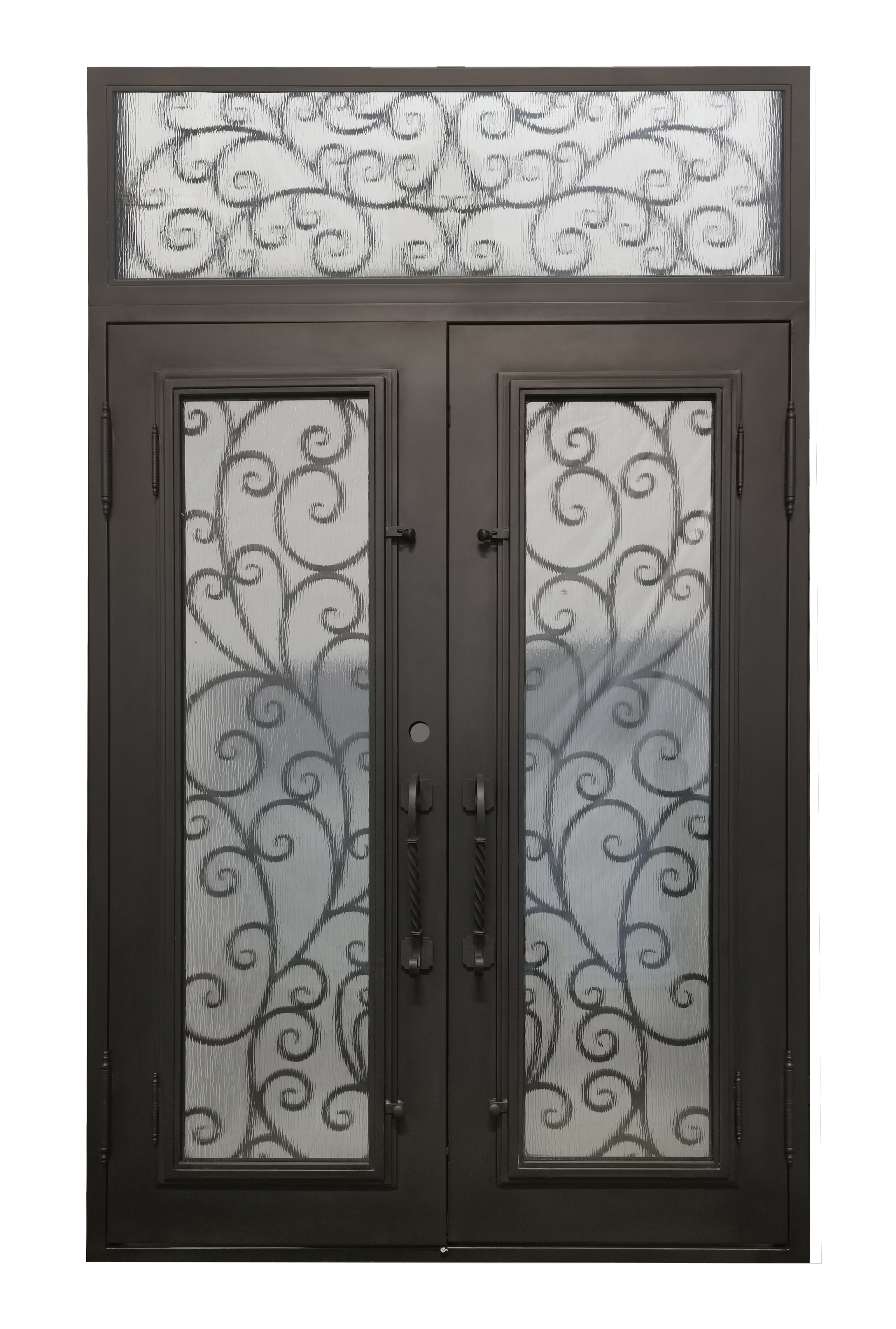 Benbrook Model Front Entry Door With Transom 72 By 120 Dark Bronze Finish - AAWAIZ IMPORTS