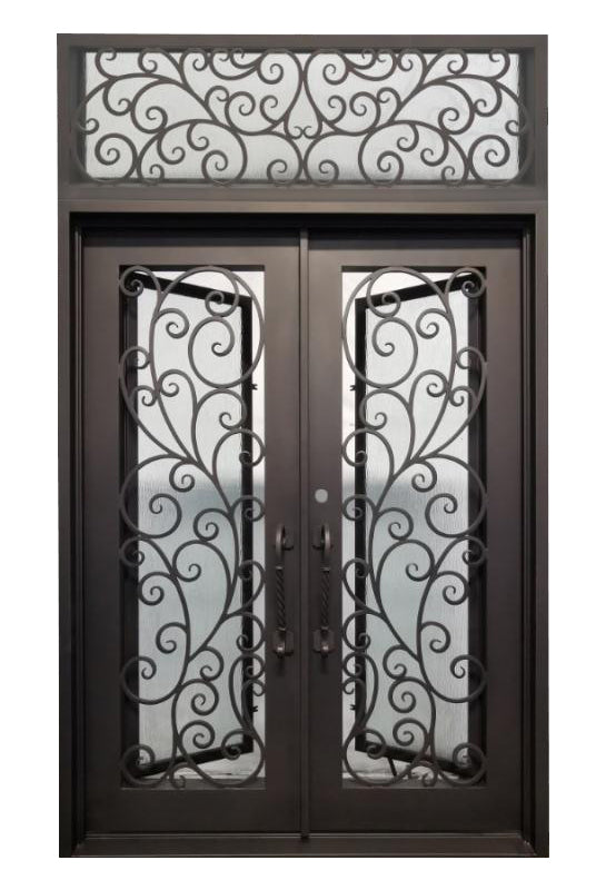 Benbrook Model Front Entry Door With Transom 72 By 120 Dark Bronze Finish - AAWAIZ IMPORTS