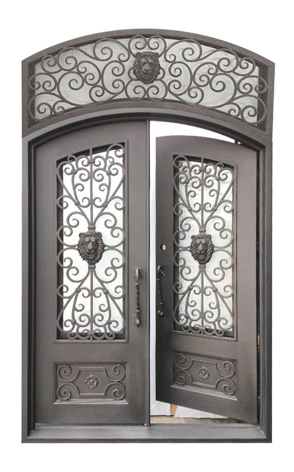 Alvin Model Front Entry Door With Transom 72 By 120 Dark Bronze Finish - AAWAIZ IMPORTS