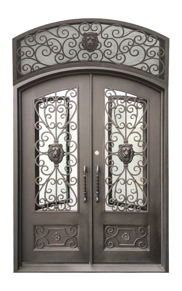 Alvin Model Front Entry Door With Transom 72 By 120 Dark Bronze Finish - AAWAIZ IMPORTS