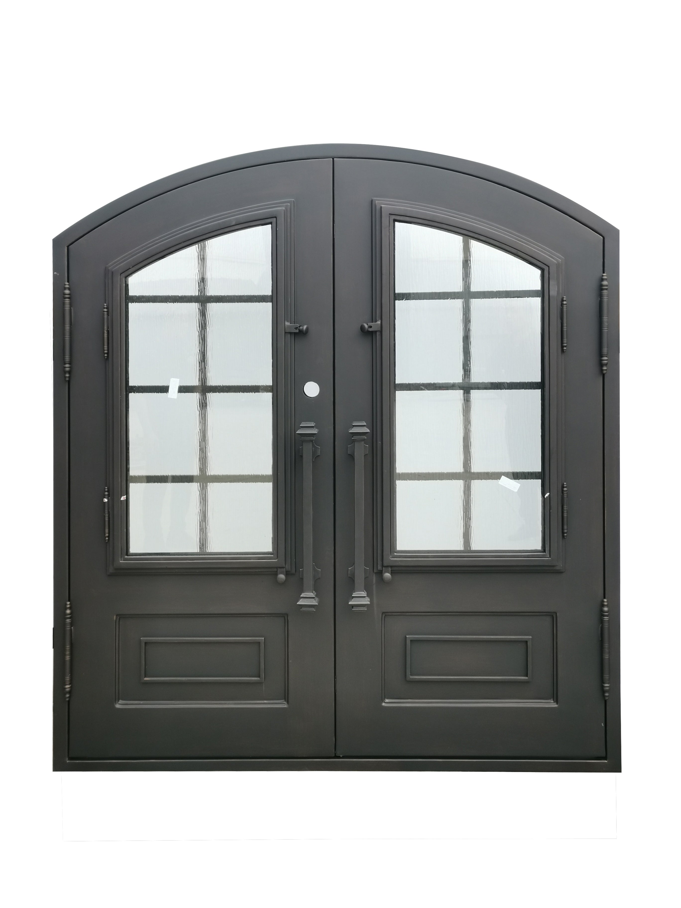 Anderson Model Double Front Entry Iron Door With Tempered Rain Glass Dark Bronze Finish - AAWAIZ IMPORTS