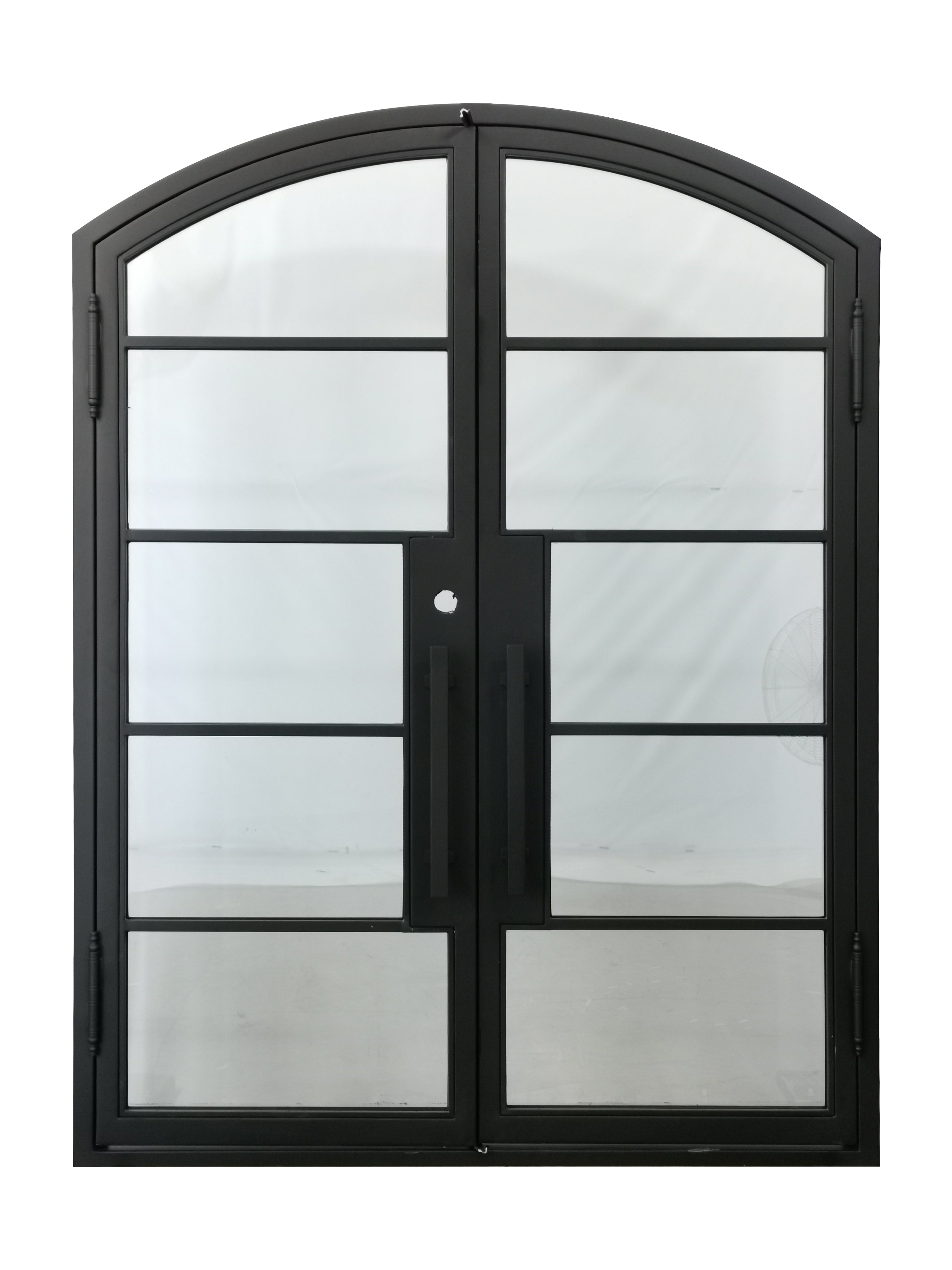 Travis Model Double Front Entry Iron Door With Tempered Low E Clear Glass Matt Black Finish - AAWAIZ IMPORTS