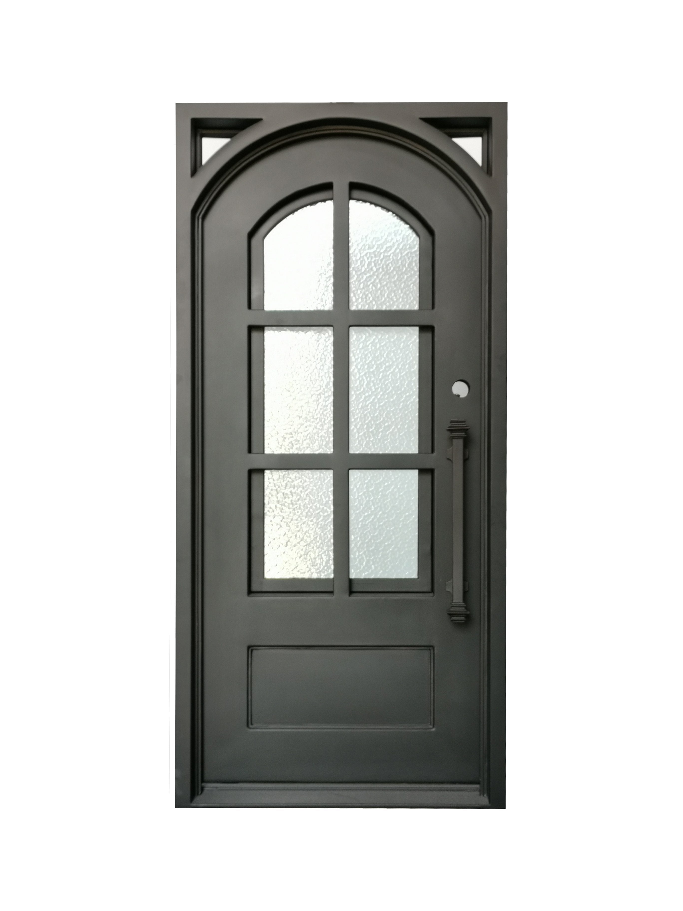 Cameroon Model Pre Hung Single Front Entry Wrought Iron Door With Aqua Lite Glass