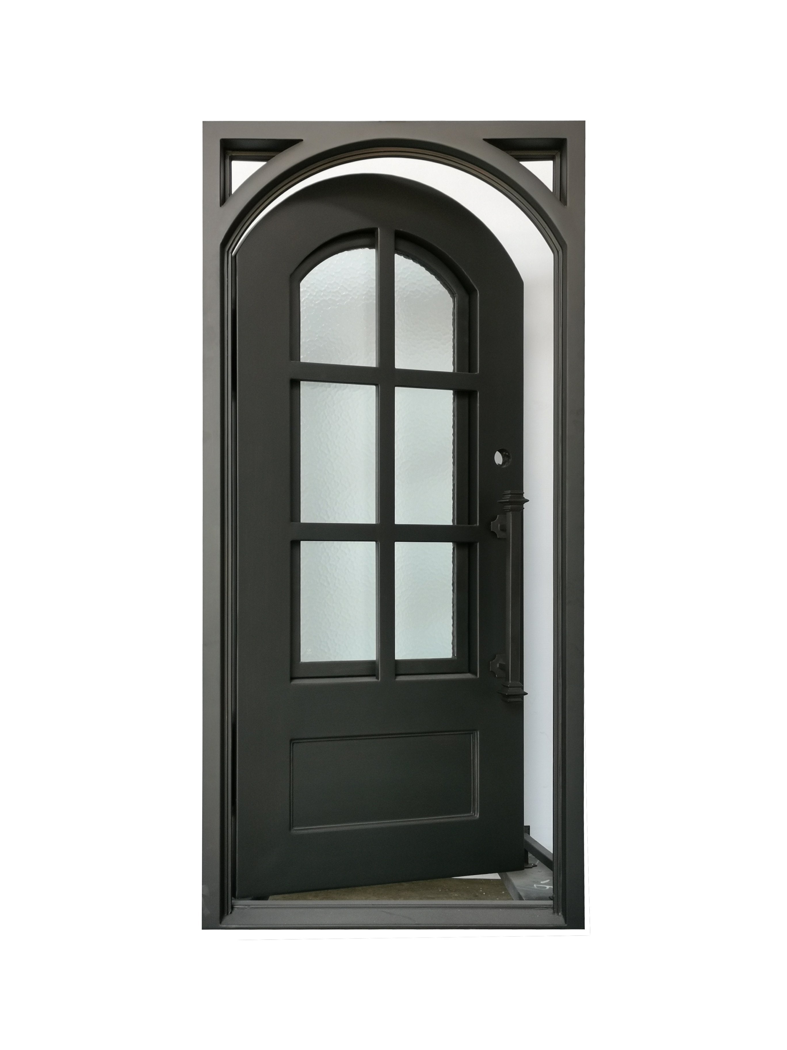 Cameroon Model Pre Hung Single Front Entry Wrought Iron Door With Aqua Lite Glass