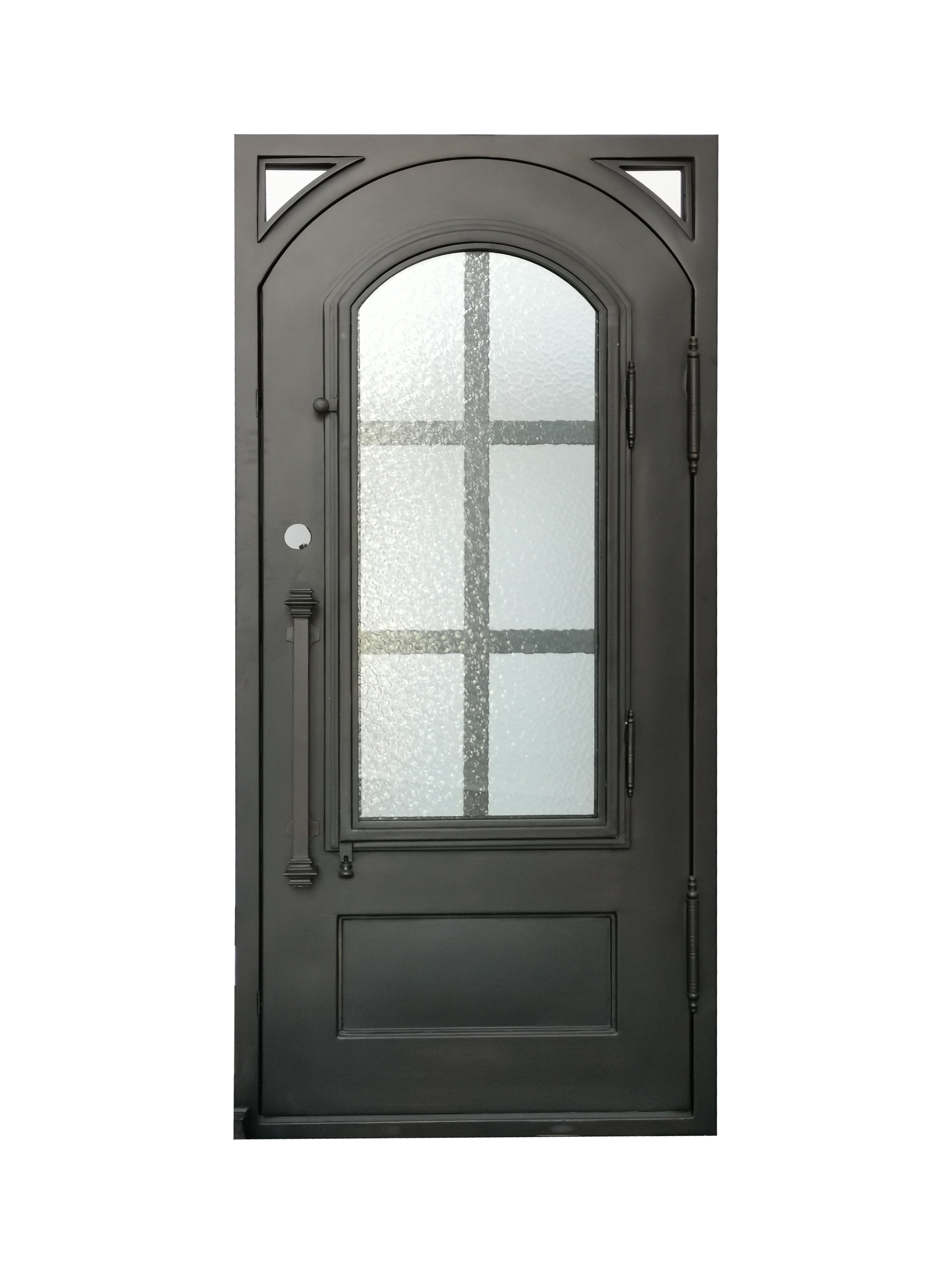 Cameroon Model Pre Hung Single Front Entry Wrought Iron Door With Aqua Lite Glass