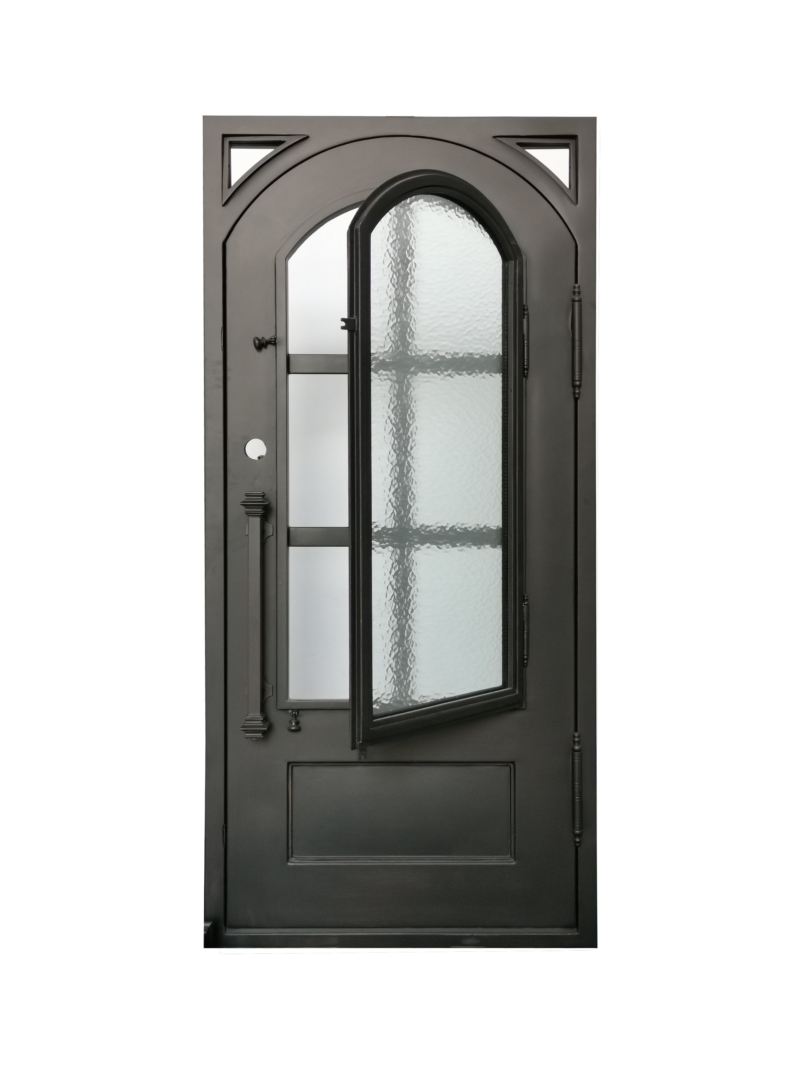 Cameroon Model Pre Hung Single Front Entry Wrought Iron Door With Aqua Lite Glass