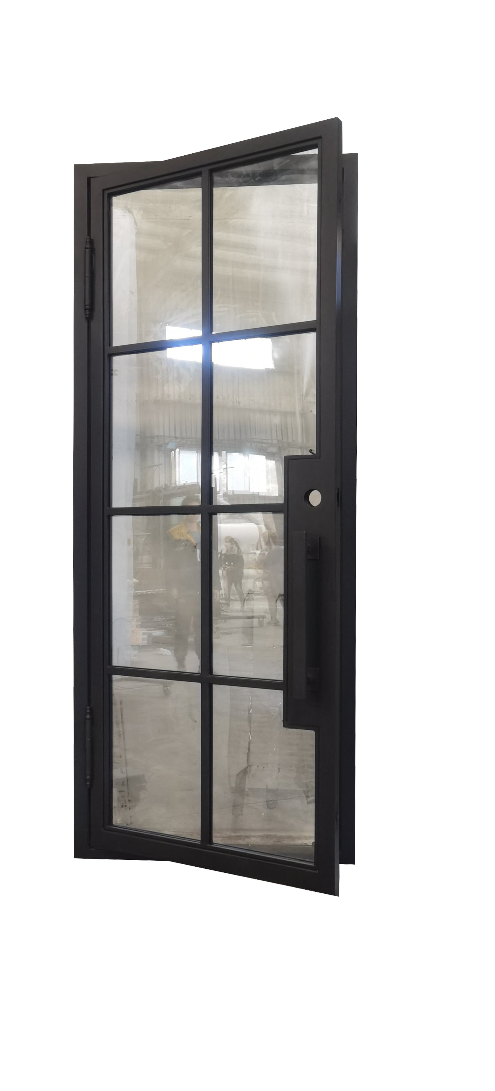 Bruceville Model Pre Hung Single Front Entry Wrought Iron Door With Low E Clear Glass Matte Black Finish