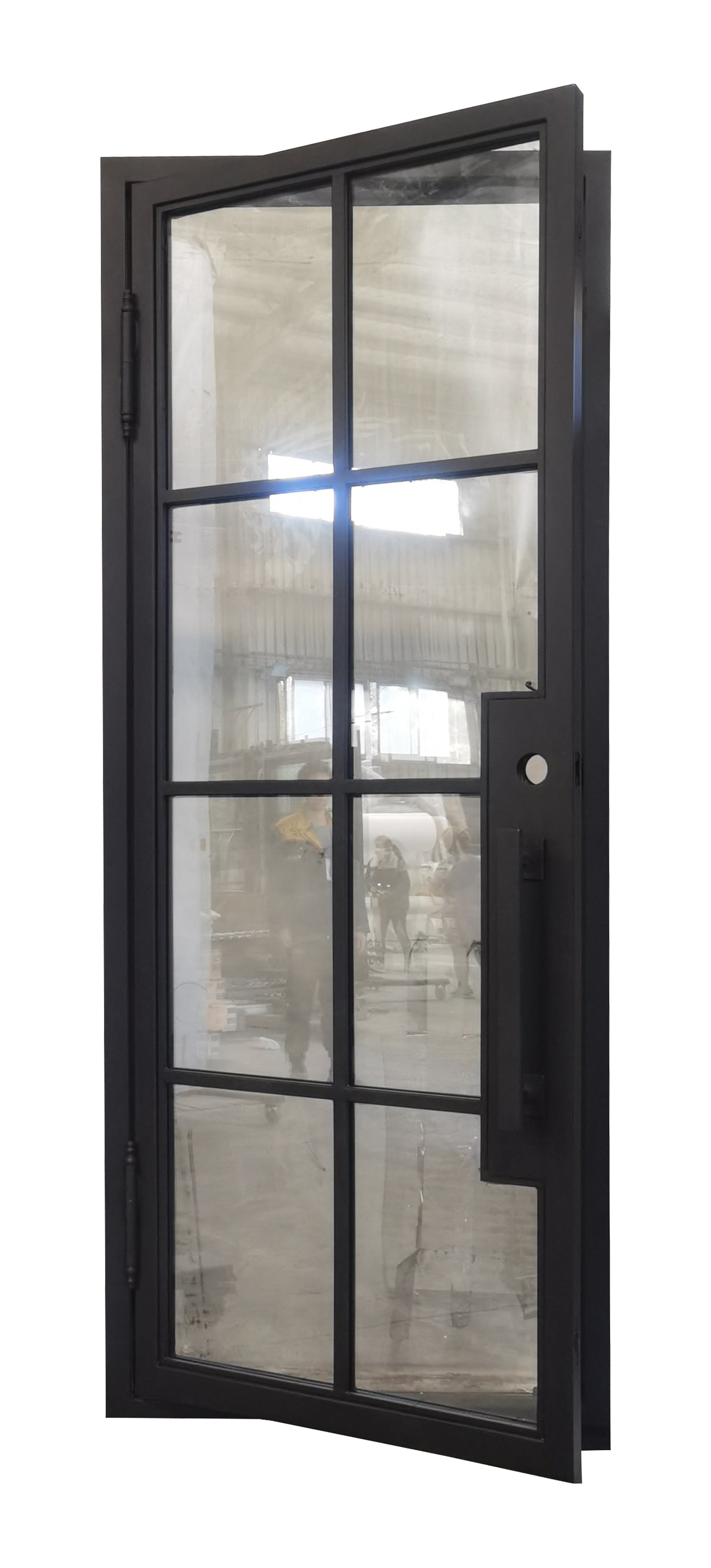 Bruceville Model Pre Hung Single Front Entry Wrought Iron Door With Low E Clear Glass Matte Black Finish