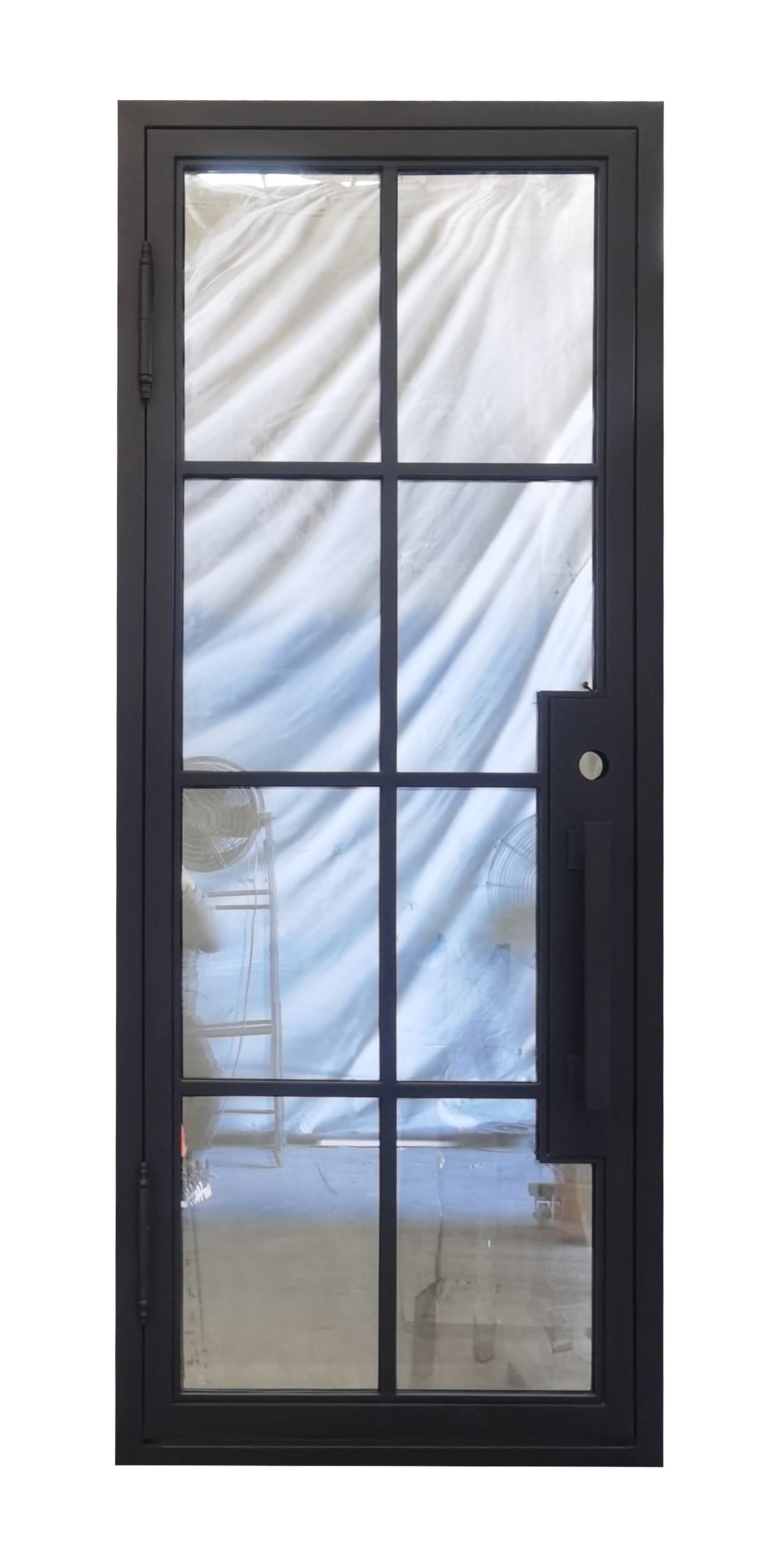 Bruceville Model Pre Hung Single Front Entry Wrought Iron Door With Low E Clear Glass Matte Black Finish
