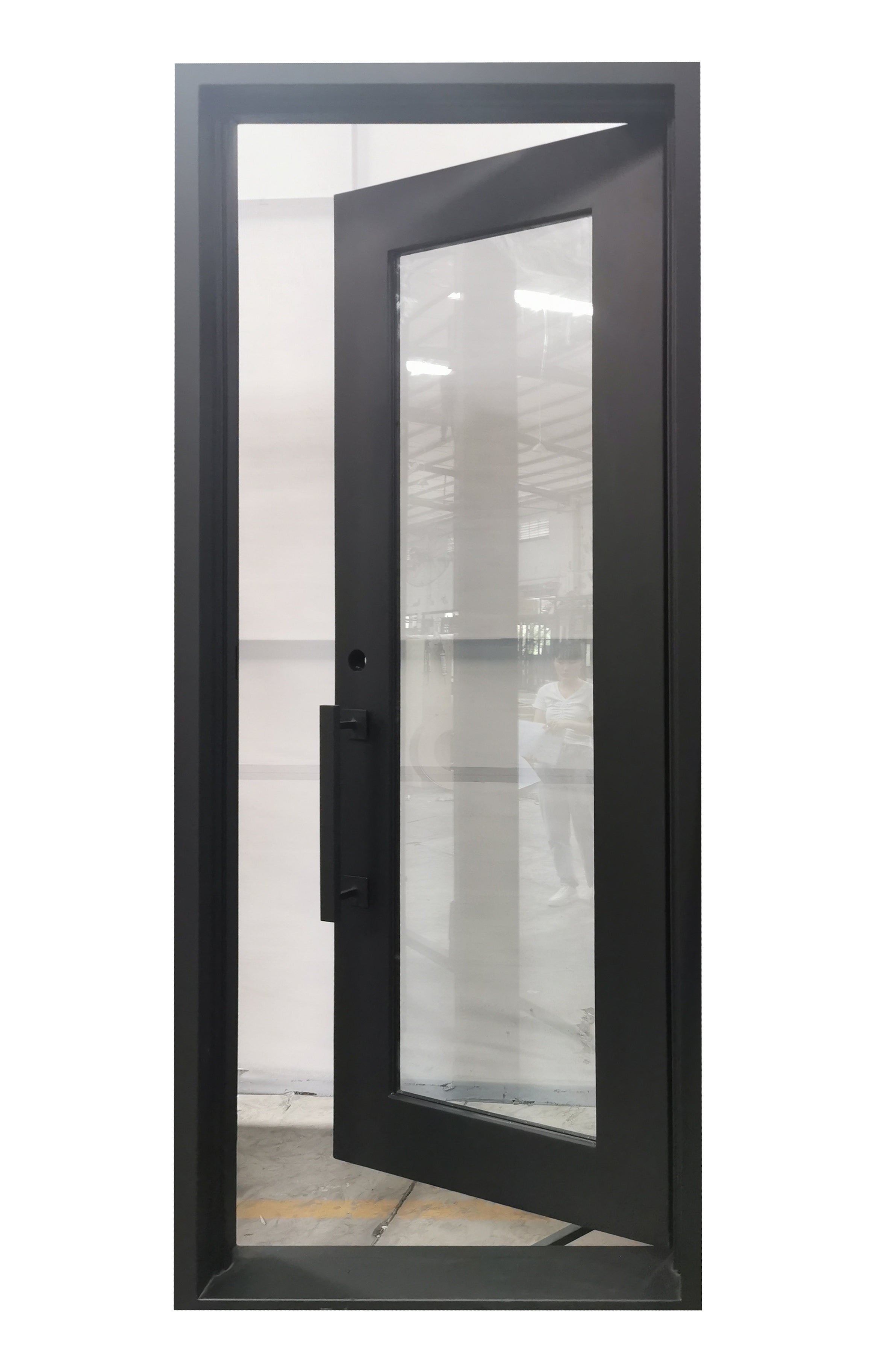 Acton Model Pre Hung Single Front Entry Wrought Iron Door With Clear Low E Glass