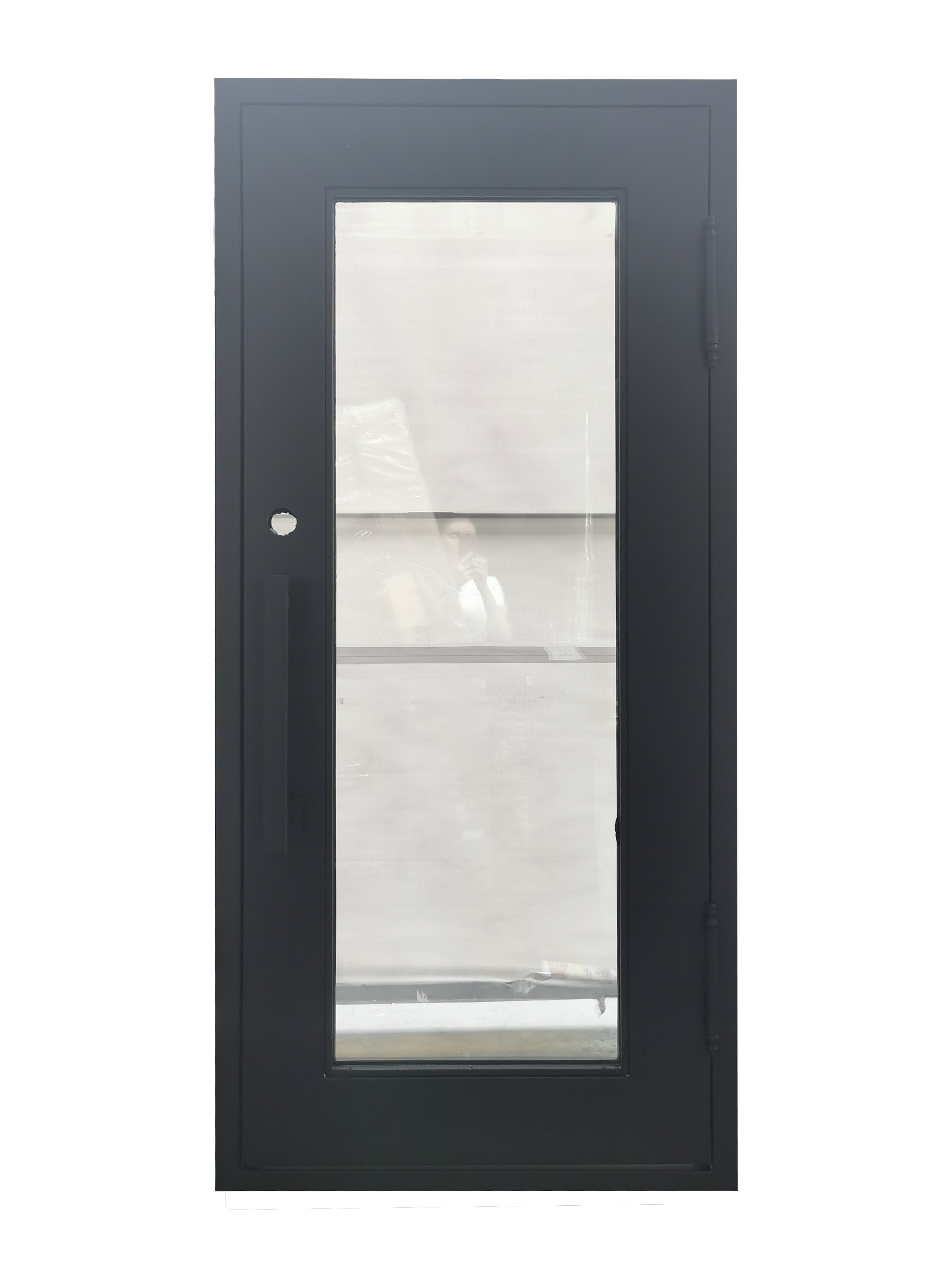 Acton Model Pre Hung Single Front Entry Wrought Iron Door With Clear Low E Glass