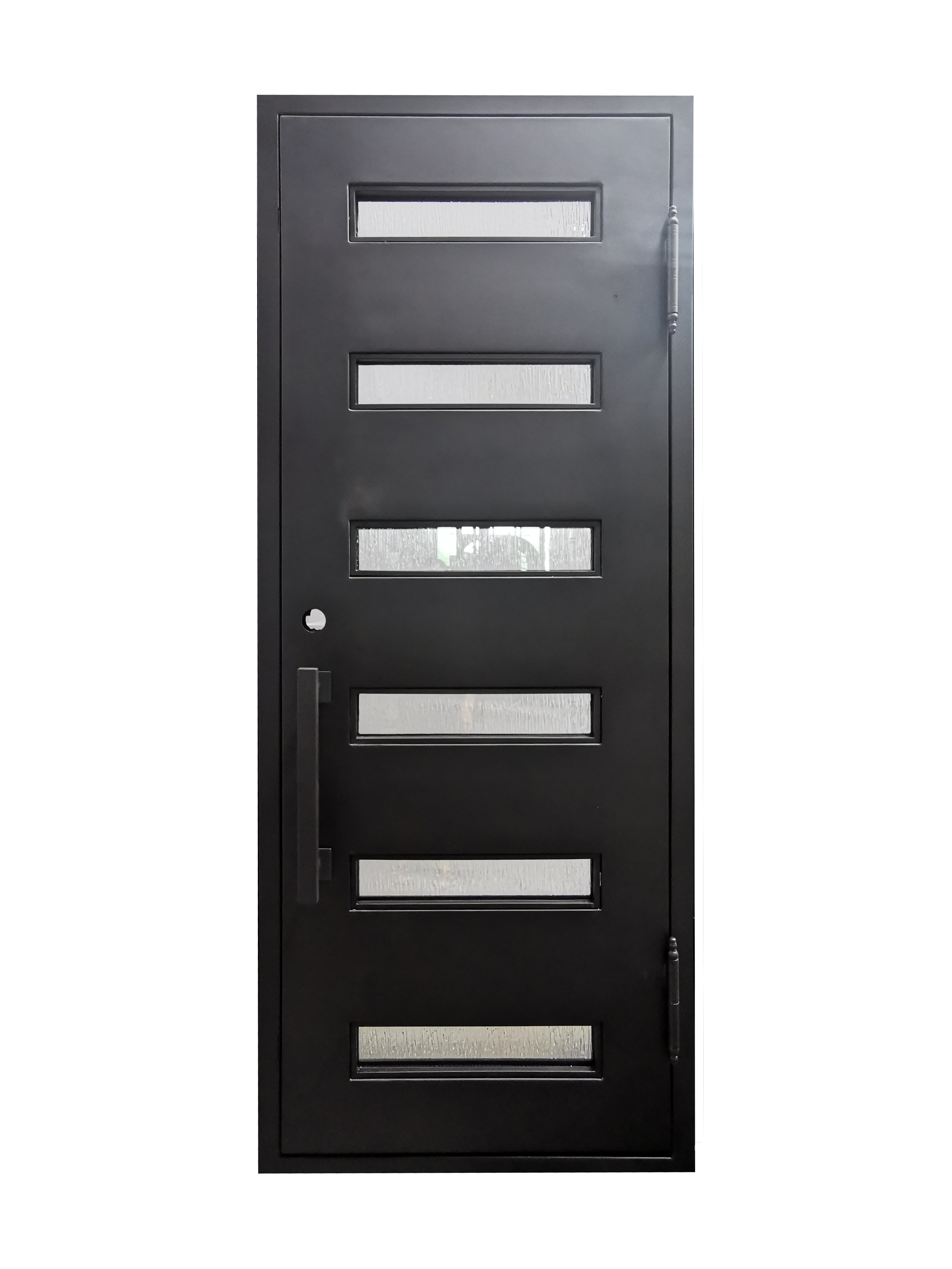 Aledo Model Pre Hung Single Front Entry Wrought Iron Door With Frosted Glass