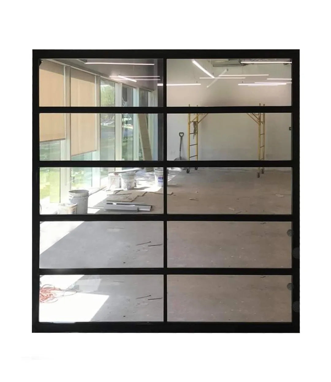 8 FT Wide By 10 FT Tall Full View Garage Door Matt Black Finish With Clear Glass