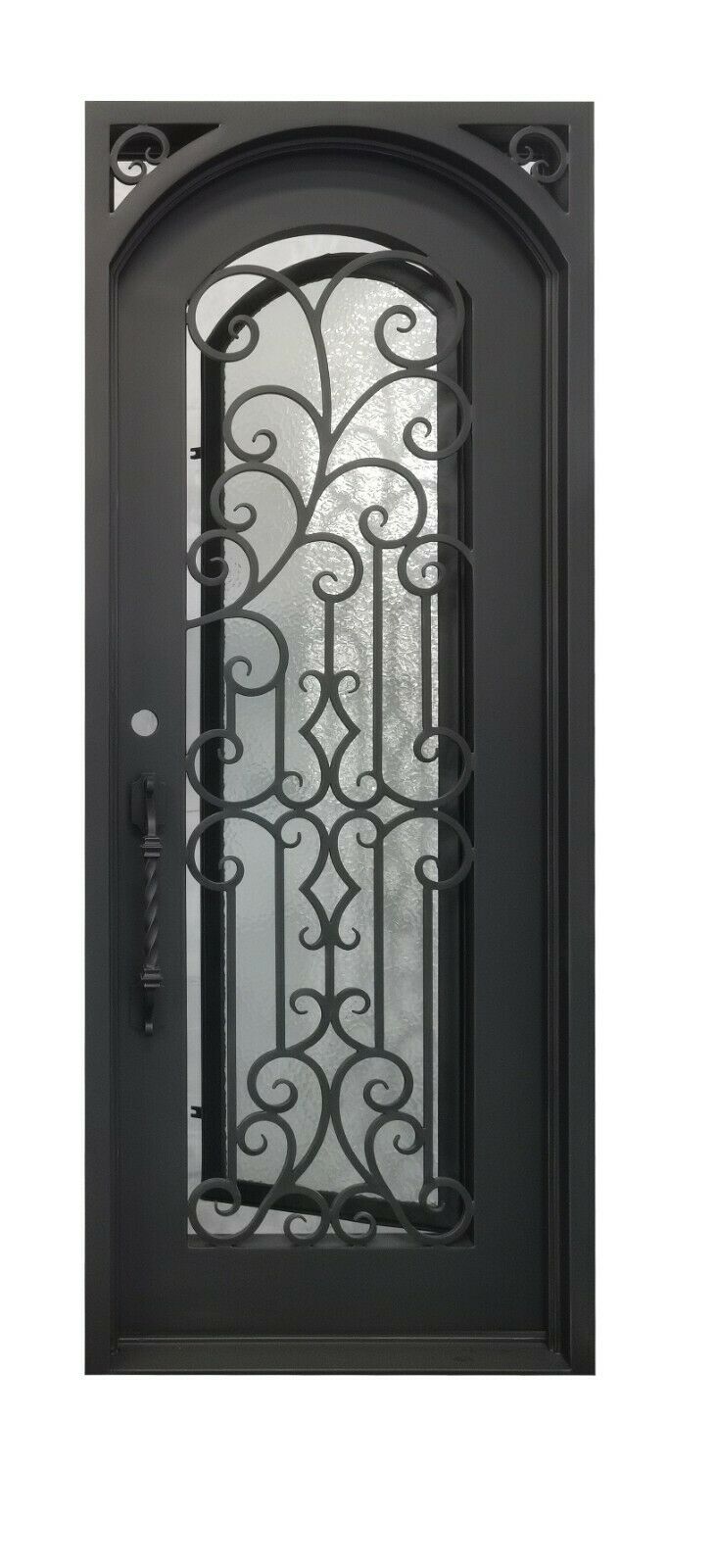 Hidalgo Model Pre Hung Single Front Entry Wrought Iron Door With Aqua Lite Glass