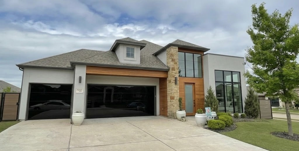 9 by 8 Full View Frameless Garage Door With Black Tinted Tempered Glass