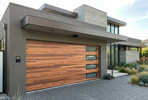 Sandwich Panel Garage Door Faux Wood Finish Insulated