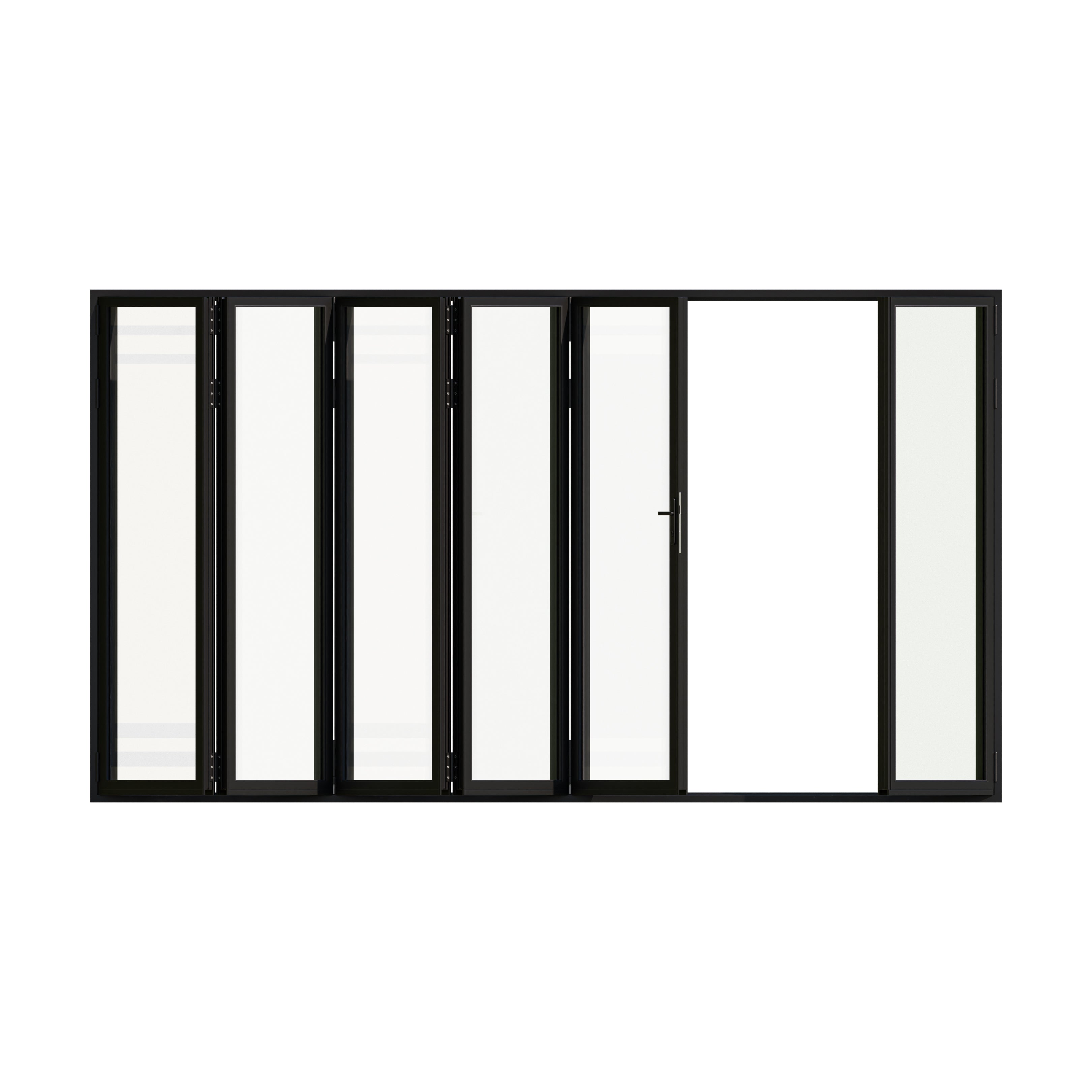 16 Ft Wide By 8 Ft Tall (192" By 96") Aluminum Bi Fold Patio Door Outswing Thermal Break Insulated Matt Black Finish