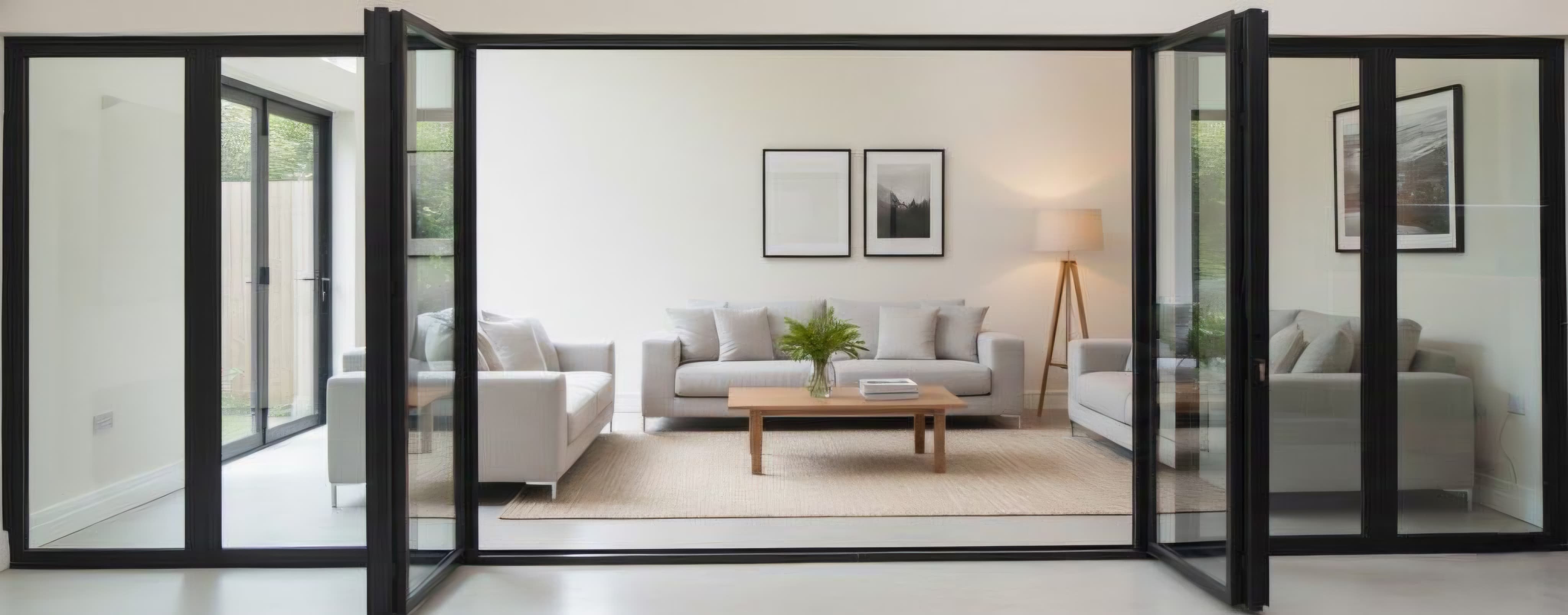 24 Ft Wide By 7 Ft Tall (288" By 84") Aluminum Bi Fold Patio Door Outswing Thermal Break Insulated Matt Black Finish