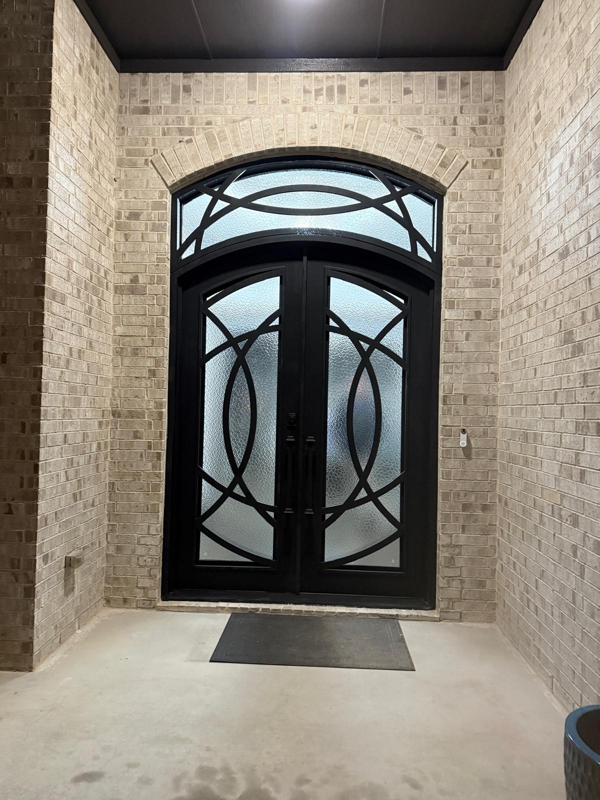 Jamestown Model Front Entry Door With Transom 72 By 120  Dark Bronze Finish