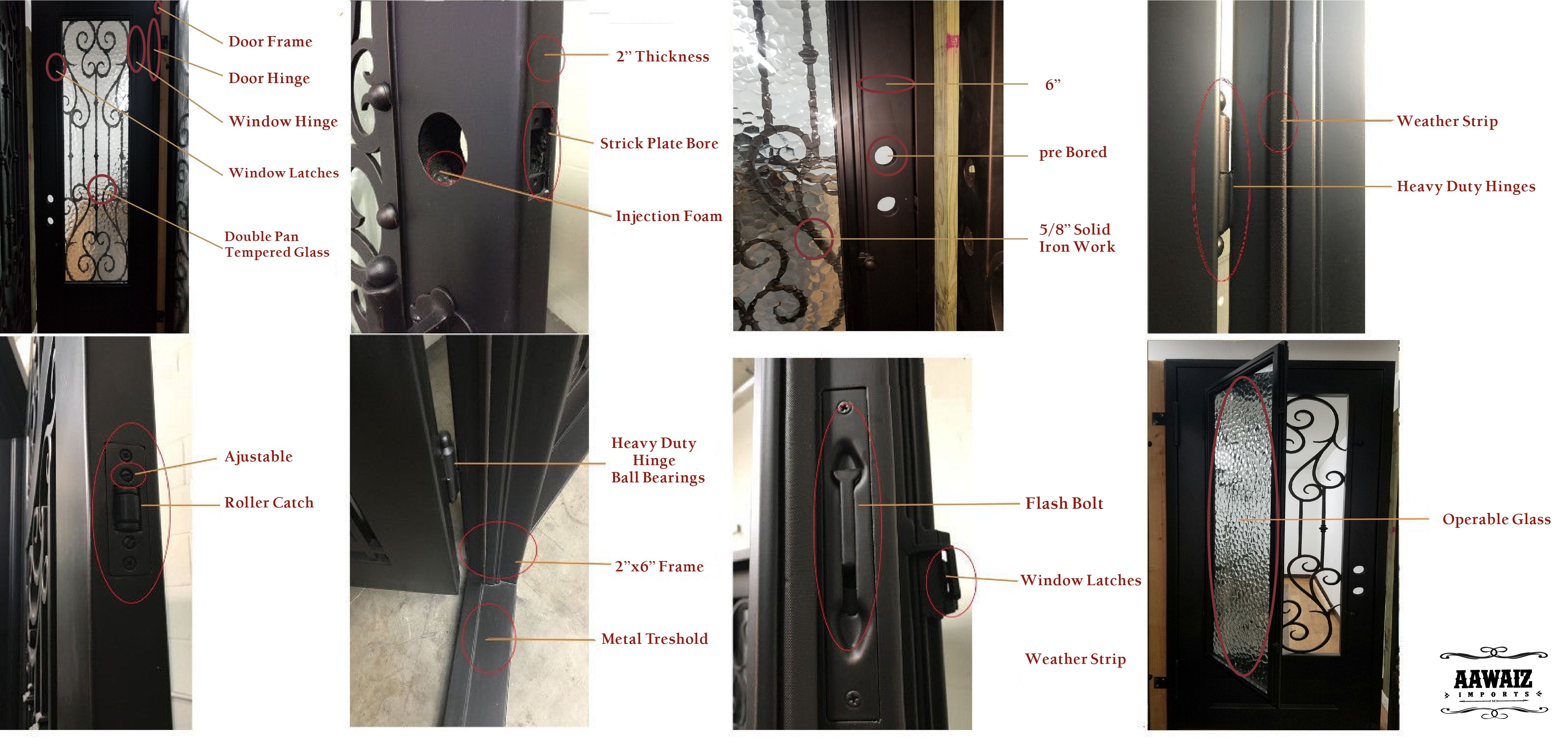 Hico Model Pre Hung Single Front Entry Wrought Iron Door With Low E Clear Glass Matte Black Finish